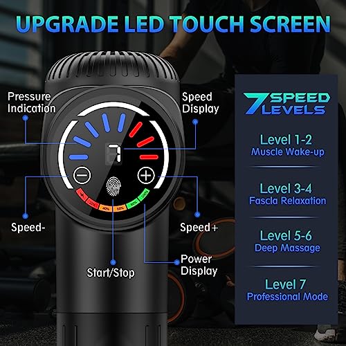 TOLOCO Massage Gun, Muscle Deep Tissue Massager for Athletes for Any Pain Relief, 10 Massages Heads with Silent Brushless Motor, Gifts for Men&Women, Black