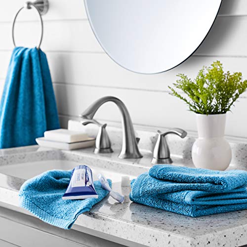 Amazon Basics Quick-Dry Towels - 100% Cotton, 3-Piece Set, Lake Blue