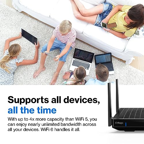 Linksys WiFi Mesh 6E Tri-Band Router | Fast and Reliable speeds | Connect 50+ Devices | Coverage of 2,500 Sq Ft | 2021 Release