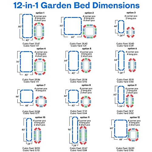 Crirax Raised Garden Beds Outdoor 8×4×1 Ft DIY Galvanized for Vegetables 12-in-1 Modular Metal Bed Kit Gardening Planters Silver