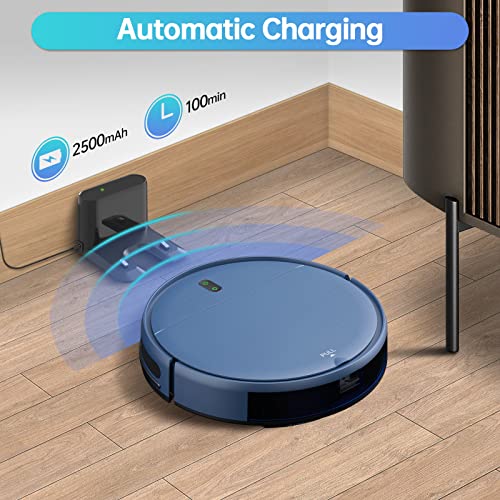 ZCWA Robot Vacuum Cleaner, Robotic Vacuum and Mop Combo Compatible with Alexa/WiFi/App, Self-Charging, 230ML Water Tank for Pet Hair, Hard Floors and Low Pile Carpet (Blue)