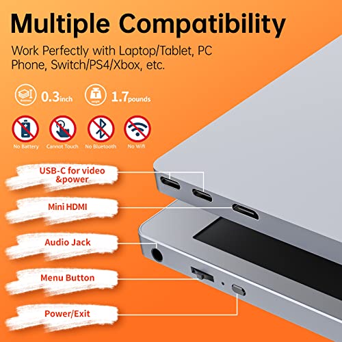 Upperizon Portable Monitor 15.6 Inch 1080P IPS Travel Monitor with Speaker Mini HDMI Dual USB-C Portable Monitor for Laptop MacBook PC Surface Xbox Switch PS5 with Cover
