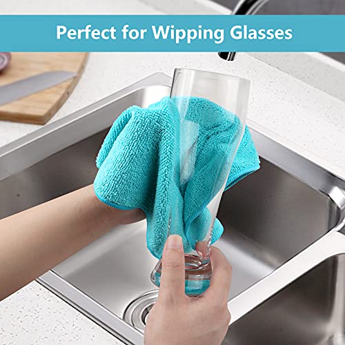 HOMEXCEL Microfiber Cleaning Cloth,24Pack Cleaning Rag,Cleaning Towels with 4 Color Assorted,11.5"X11.5"(Green/Blue/Yellow/Pink)