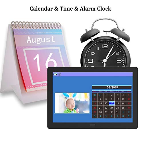 Digital Photo Frame with IPS Screen - Digital Picture Frame with 1080P Video, Music, Photo, Auto Rotate, Slide Show, Remote Control, Calendar, Time,1280x800, 16:9 (7 Inch Black)