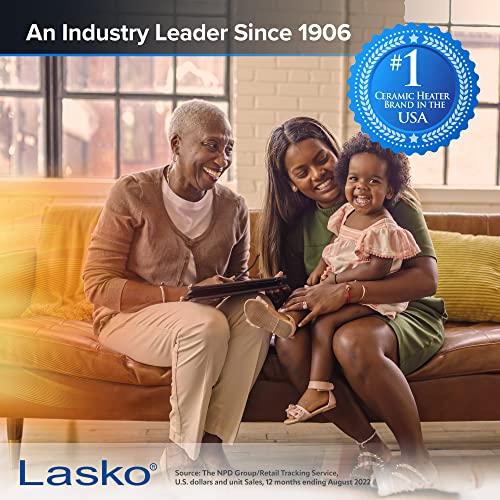 Lasko Ceramic Tabletop Space Heater for Home with Adjustable Thermostat and 2 Speeds, 9 Inches, Black, 1500W, CD09250