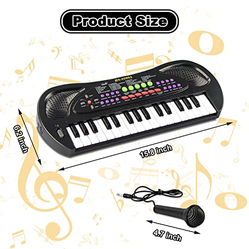 EOOLEOW Kids Piano, 32 Keys Multifunction Keyboard Piano for Kids - Children Early Learning Educational Music Piano Toys for 3 4 5 6 7 8 Year Old (Black)