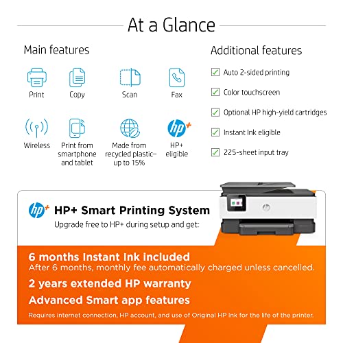 HP OfficeJet Pro 8025e Wireless Color All-in-One Printer with bonus 6 free months Instant Ink with HP+ (1K7K3A), Gray