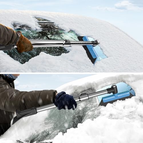 Cimesen 37" Ice Scrapers for Car Windshield Extendable Snow Brush for Car with 360° Pivoting Brush Head for Cars,Trucks, SUVs
