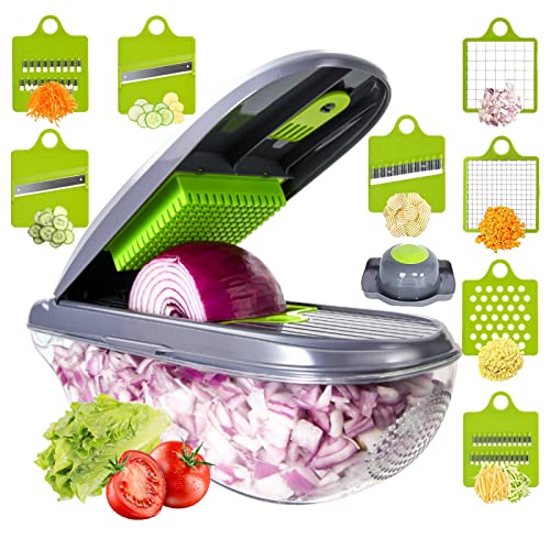 Vegetable Chopper,Mandoline Slicer Pro 12 in 1 Food Choppers with Multi Blade Onion Chopper for Potato Tomato Cucumber Carrot