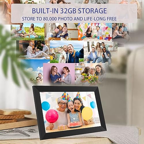 LOVCUBE 10.1" Digital Picture Frame Smart WiFi Digital Photo Frame with 1280x800 HD Touch Screen, Built-in 32GB Large Storage, Share Photos and Videos Instantly via App from Anywhere (Black)