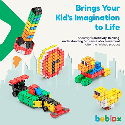 BEBLOX Building Blocks | Building Toys for Kids Ages 4-8 250-Piece Set - Learning & Educational Fun Stem Toys - Birthday Gifts for Boys & Girls Age 4 5 6 7 8 9 10 11 & 12 Year Old Toys