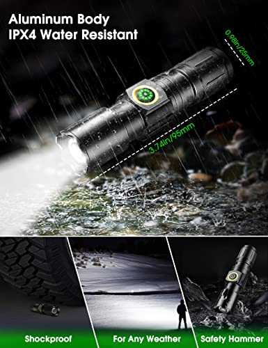 Flashlight Rechargeable, Flashlights high lumens, Mini Flashlight, LED Flashlight Rechargeable-Adjustable Brightness Tactical Flashlight for Camping, Outdoors Emergency, Christmas Gifts Men & Women