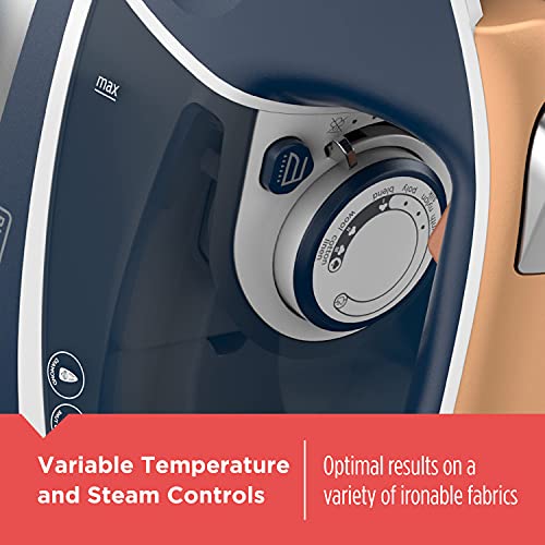 Black+Decker Elite Pro-Series Steam Iron, 6 Settings 1700 Watt, Navy