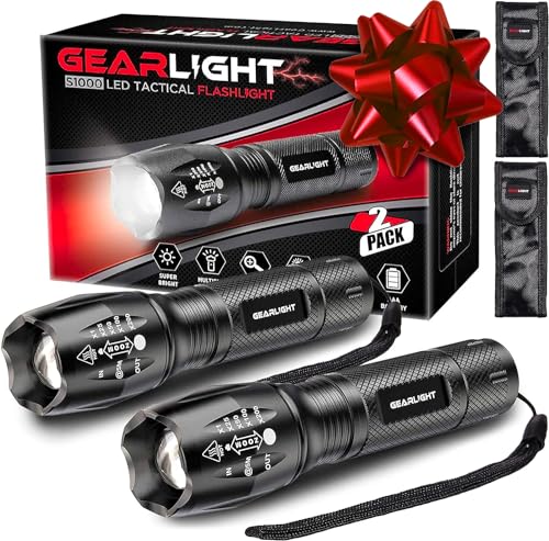 GearLight LED Flashlights - Mini Camping Flashlights with 5 Modes, Zoomable Beam - Powerful and Bright for Outdoor Use