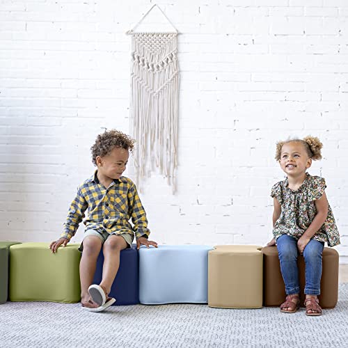ECR4Kids SoftZone Toddler Modular Stool Set, Flexible Seating, Earthtone, 6-Piece