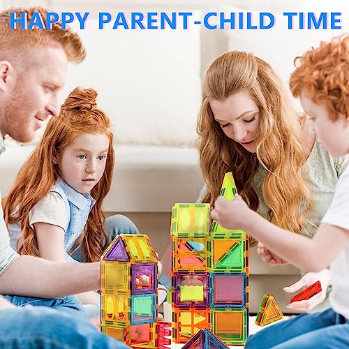 Magnetic Tiles for Kids Toys, STEM Magnetic Blocks Building Toys, Toddler Toys for Boys Age 3-4, Preschool Learning Educational Montessori Toys for 3+ Year Old, Christmas Birthday Gift for Toddlers