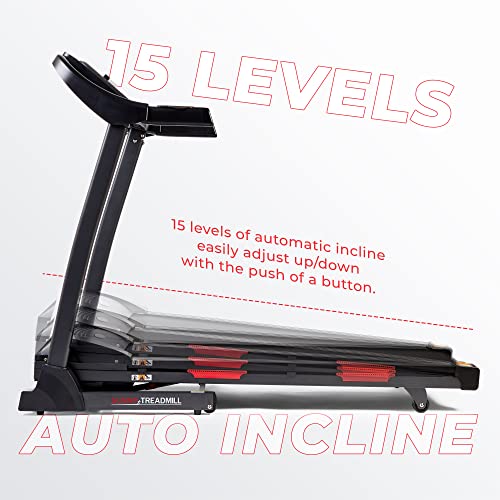 Sunny Health & Fitness Premium Folding Incline Treadmill with Pulse Sensors, One-Touch Speed Buttons, Shock Absorption, Optional Bluetooth with Exclusive SunnyFit App