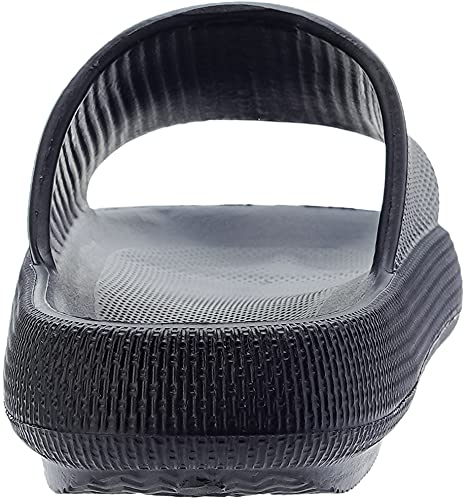 BRONAX House Slides for Women Mens Pillow Slippers House Sandals Shoes for Male Size 10 for Beach Bath Bathroom Comfy Cushion Thick Sole 42-43 Black