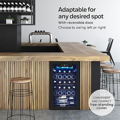 Honeywell 34 Bottle Compressor Wine Cooler Refrigerator, Large Freestanding Wine Cellar For Red, White, Champagne or Sparkling Wine, Digital Temperature Control, Stainless Steel
