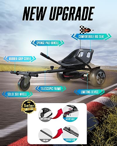 FLYTRAKS Hoverboard Go Kart, Hoverboard Attachments Compatible with 6.5"-10" Hoverboards Two Wheel Self Balancing Scooter for Kids (Not Including Hoverboard)