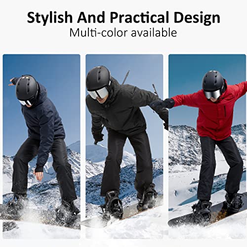 FREE SOLDIER Men's Waterproof Ski Snow Jacket Fleece Lined Warm Winter Rain Jacket with Hood Fully Taped Seams(Black,M)