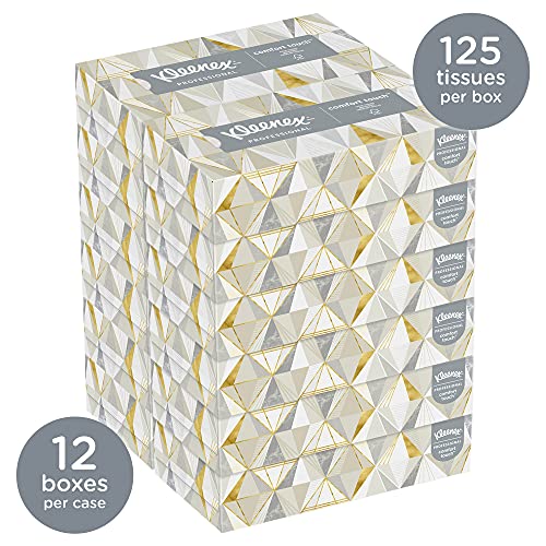 Kleenex Professional Facial Tissue for Business (03076), Flat Tissue Boxes, 12 Boxes/Convenience Case, 125 Tissues/Box, 1,500 Tissues/Case