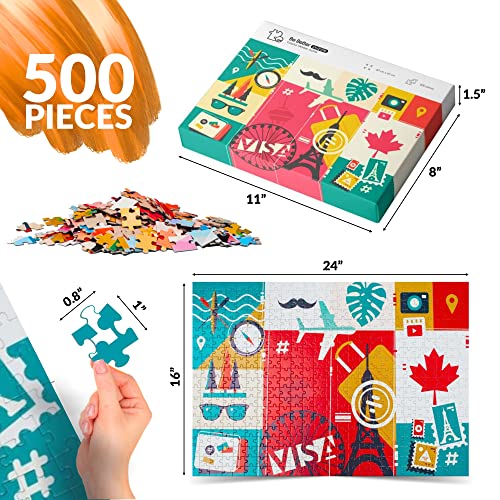 Be Better Puzzle Jigsaw Puzzles 500 Pieces for Adults, Hard Puzzles for Adults, Difficult Puzzles 500 Piece Puzzles for Adults Clearance, Challenging Abstract Art Puzzle for Adults (Travel)
