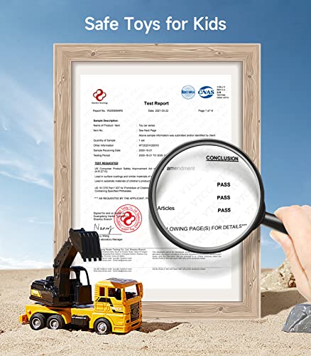 Construction Trucks Toy Set, Geyiie Construction Vehicles Site for Kids Engineering Toys Playset for Boys Girls, Pull Back Cars Excavator Tractor Bulldozer Dump Sand Toys Gifts for Party Favor