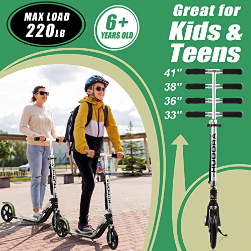 HUDORA Scooter for Kids 8 Years and Up & Teens 12 Years and Up, Adult Scooter with Big Wheels, Lightweight Durable All-Aluminum Frame Scooter