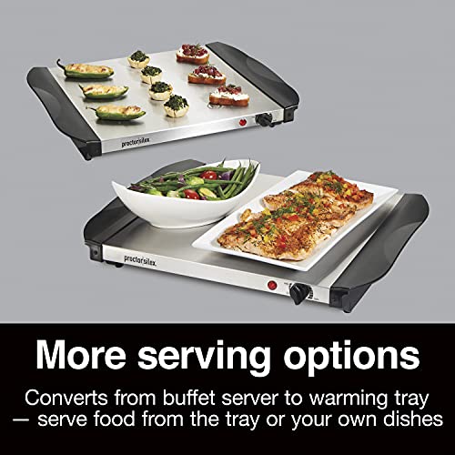 Proctor Silex Buffet Server & Food Warmer, Adjustable Heat, for Parties, Holidays and Entertaining, Two 2.5 Quart Oven-Safe Chafing Dish Set, Stainless Steel