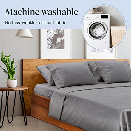 LuxClub 6 PC Sheet Set Bamboo Sheets Deep Pockets 18" Eco Friendly Wrinkle Free Sheets Machine Washable Hotel Bedding Silky Soft - Light Grey Full