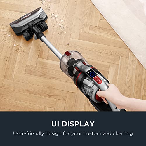 EUREKA Lightweight Cordless Vacuum Cleaner with LED Headlights, 450W Powerful BLDC Motor Convenient Stick and Handheld Vac, Removable Multi-Flooring, Altitude Deluxe + Extra Battery, Red