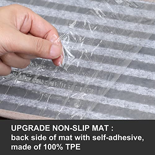 COSY HOMEER Edging Stair Treads Non-Slip Carpet Mat 28inX9in Indoor Stair Runners for Wooden Steps, Edging Stair Rugs for Kids and Dogs, 100% Polyester TPE Backing 15pcs,Navy