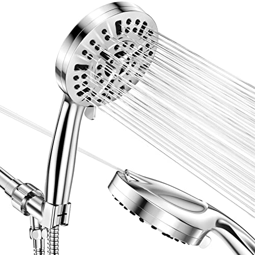 JiaSifu 10-Mode Handheld Shower Head Set, High Pressure Shower Head with 59” Stainless Steel Hose and Adjustable Brass Bracket, All Chrome Finish(Model: US-14591)