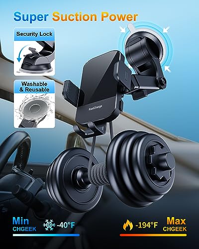 Wireless Car Charger, CHGeek 15W Fast Charging Auto Clamping Car Charger Phone Mount Phone Holder fit for iPhone 15 14 13 12 11 Pro Max Xs, Samsung Galaxy S23 Ultra S22 S21 S20, S10+ S9+ Note 9, etc