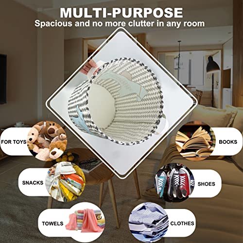 Mziart Kids Laundry Basket, Collapsible Laundry Hamper Toy Storage Basket Baby Nursery Hamper Fabric Storage Bin Gift Basket for Boys and Girls Bedroom Bathroom (Cute Wheat Horse)