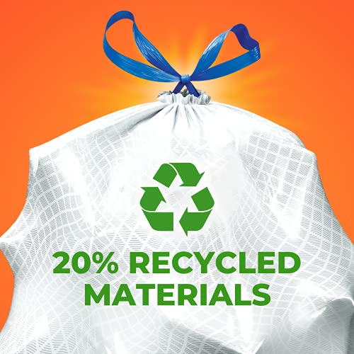 Hefty Ultra Strong Recycled Materials Tall Kitchen Trash Bags, White, Clean Burst Scent, 13 Gallon, 40 Count