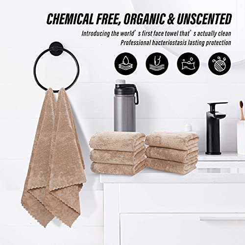 MOONQUEEN 18 Pack Premium Hand Towels - Quick Drying - Microfiber Coral Velvet Highly Absorbent Towels - Multipurpose Use as Hotel, Bathroom, Shower, Spa, Hand Towel 16 x 28 inches (Brown)