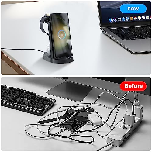 Charging Station for Samsung 3 in 1 Phone Watch Charger Dock Stand for Galaxy S23/S22/S21/S20/S10/Note20 10/Z Flip 4/Z Fold Wireless Watch Charger for Galaxy Watch 5 Pro 4 3, Galaxy Buds