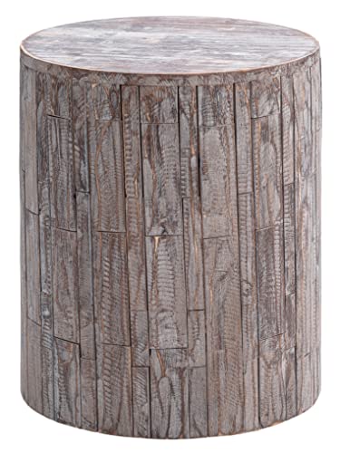 Amazon Aware FSC Certified Indoor/Outdoor Recycled Round Wood Stool and Plant Stand, Natural Brown