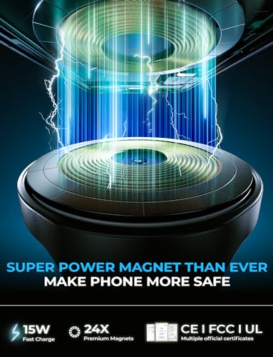 LISEN for MagSafe Car Mount Charger for iPhone 15, 15W Wireless Charger for iPhone Car Accessories Magnetic Phone Holder Mount, Universal Vent Car Charger Fits iPhone 15 Pro Max Plus Mini 14 13 12
