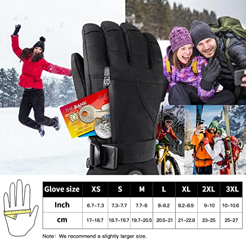 Battery Heated Gloves for Men Women,Rechargeable Electric Heated Ski Gloves Touchscreen,Winter Hand Warmer Gloves for Cycling Motorcycling Hunting Hiking