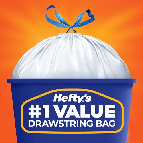 Hefty Strong Tall Kitchen Trash Bags, Unscented, 13 Gallon, 90 Count, White,Packaging may vary