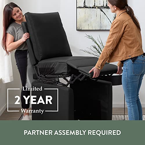 Edenbrook Adams Round Arm Black Recliner Chair - Living Room Chair, Black