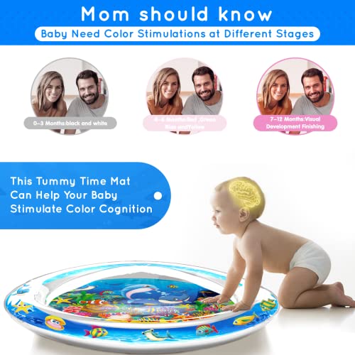 Infinno Tummy Time Mat Premium Baby Water Mat, Baby Toys for 3-6 6 to 12 Months Girl and Boy Infants, Perfect Baby Gift, Blue Ocean Theme