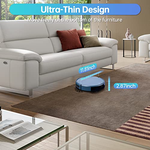 ZCWA Robot Vacuum Cleaner, Robotic Vacuum and Mop Combo Compatible with Alexa/WiFi/App, Self-Charging, 230ML Water Tank for Pet Hair, Hard Floors and Low Pile Carpet (Blue)