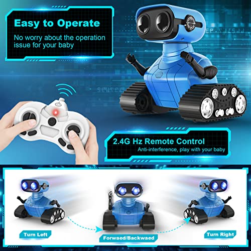 Hamourd Robot Toys for Boys Girls, Rechargeable Remote Control Robots, Emo Robot with Auto-Demonstration, Flexible Head & Arms, Dance Moves, Music, Shining LED Eyes, Kids Toys for 5+ Years Old Boys