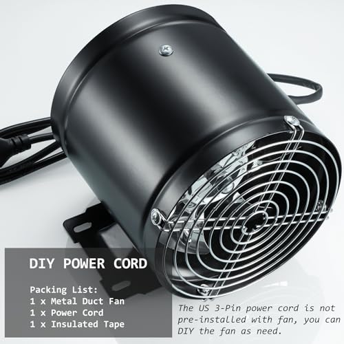6in Garage Exhaust Fan, Metal Exhaust Fan, High Air Flow Extractor Fan w/Check Valve, Mesh, Fixed Stand for Household Replacement, Smoke Extractor, DIY (Sidewall/Ceiling Mount)