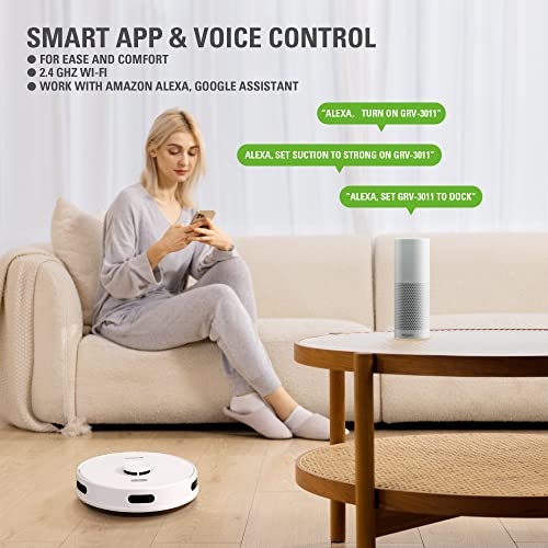 Greenworks Robot Vacuum GRV-3011, Intelligent LDS Laser Navigation, Automatic Path Planning,2000Pa Powerful Suction,Auto Dust Collection, for Pet Hair, Hard Floor, Carpet