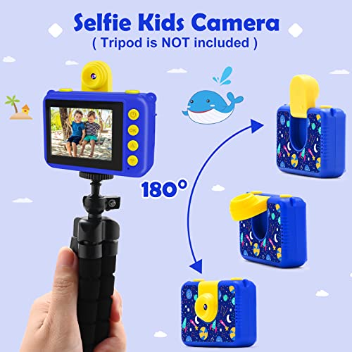 AILEHO Kids Camera - Underwater Camera for Kids Girls Boys, Waterproof Digital Camera, Toddler Toys Kids Selfie Video Camera Recorder for Birthday for Girls Age 3-12 (Dark Blue)